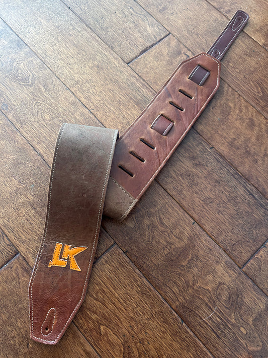 ! SALE ! LK Strap Medium Brown With Yellow Logo