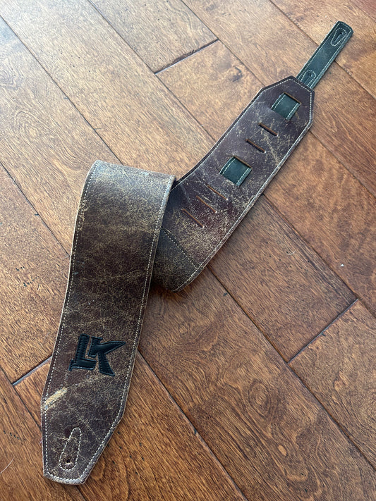 ! SALE ! LK Strap Distressed Brown With Black Logo