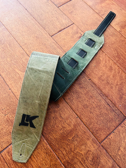 ! SALE ! LK Strap Distressed Green With Black Logo