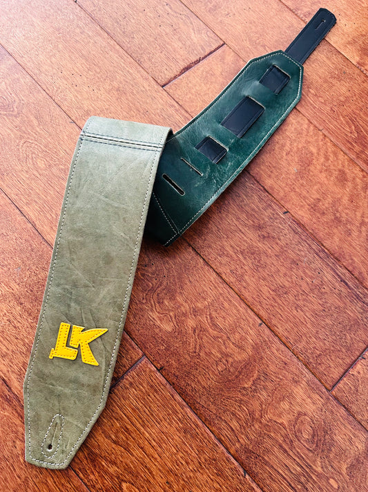 ! SALE ! LK Strap Distressed Green With Yellow Logo
