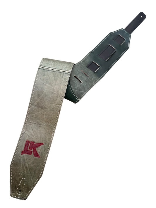 LK Strap Distressed Green With Red Logo