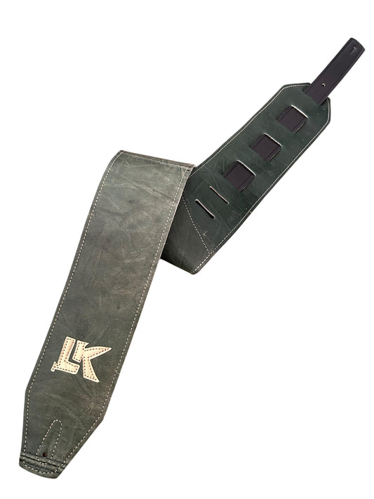 LK Strap Distressed Green With Gold Logo