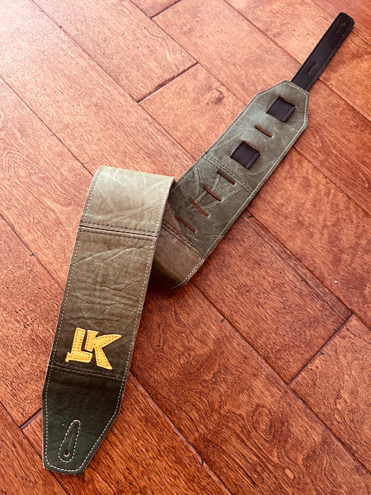 ! SALE ! LK Strap Distressed Green With Yellow Logo
