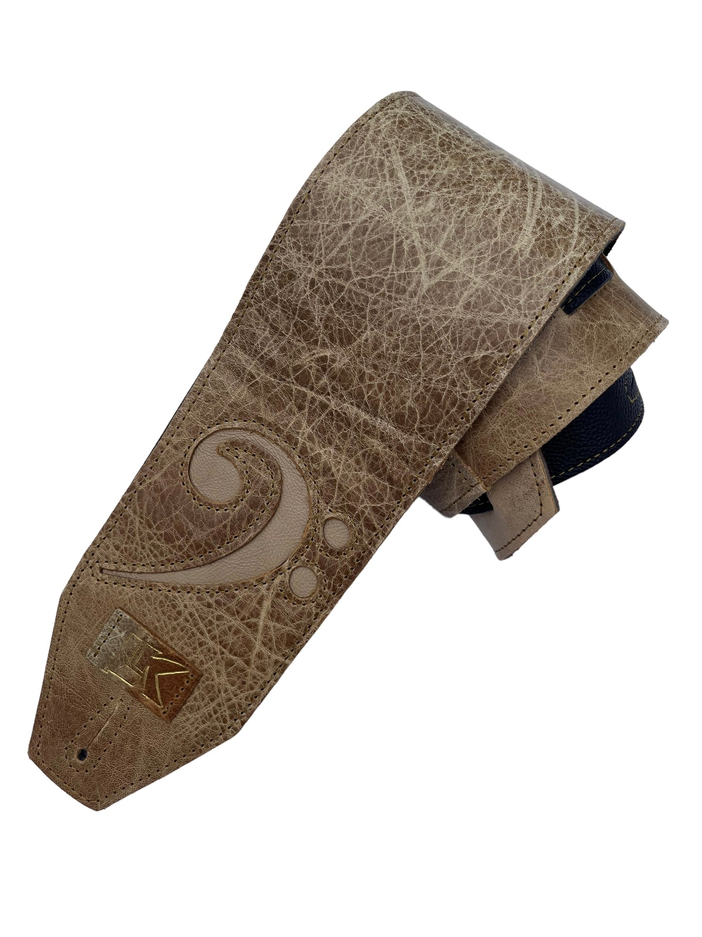 LK 4” Wide F Clef Distressed Brown Strap