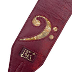 LK 4” Wide F Clef Distressed Red Strap