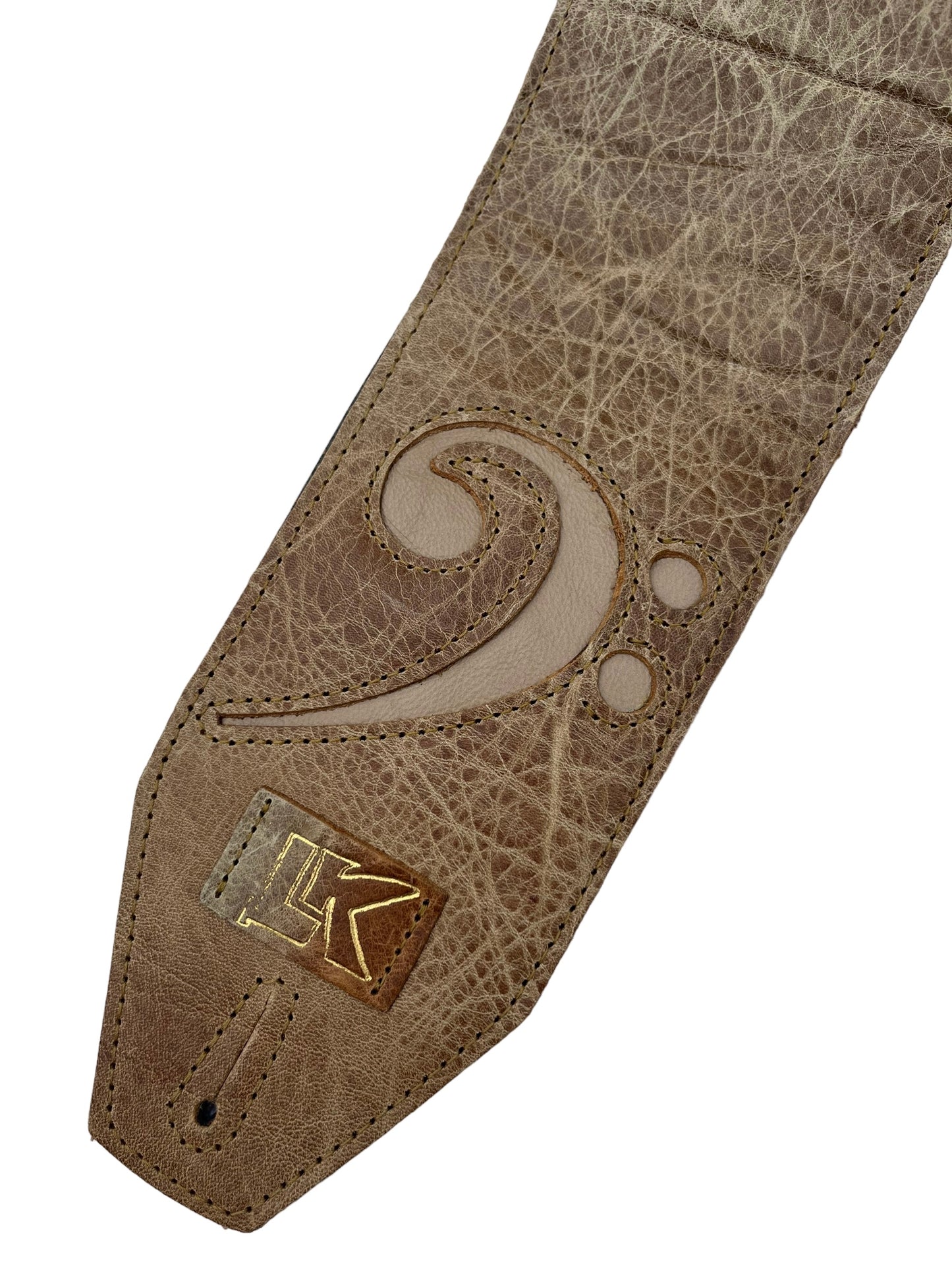 LK 4” Wide F Clef Distressed Brown Strap