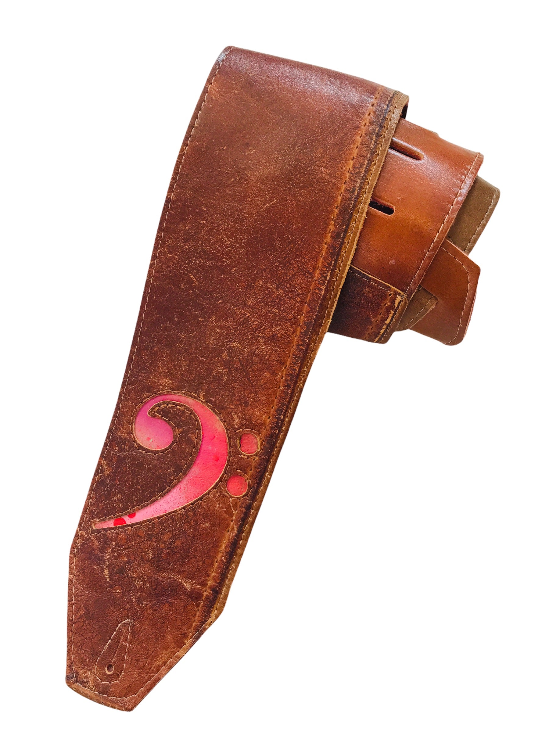 LK Distressed Brown F Clef Strap ONE OF A KIND