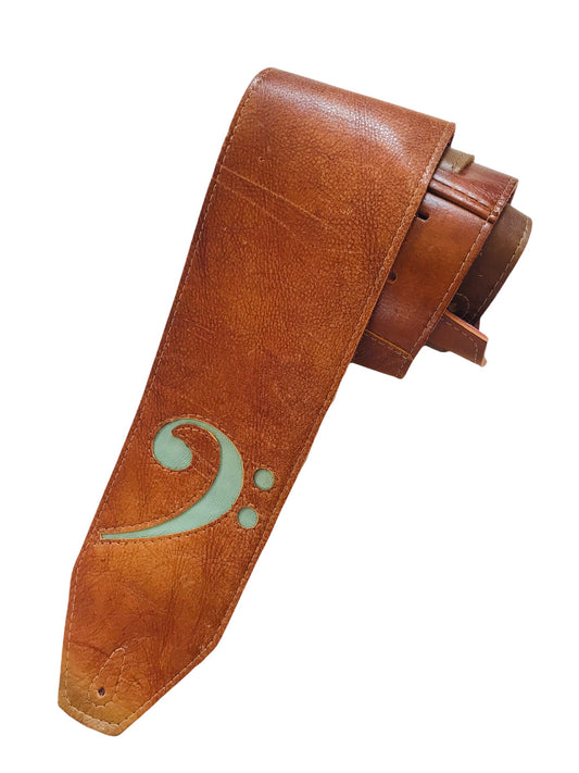 LK Distressed Brown F Clef Strap ONE OF A KIND